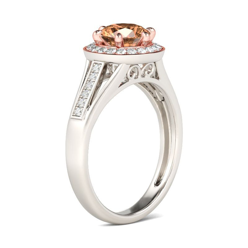 Split Shank Halo Round Cut Sterling Silver Ring-JE-Juri Elle