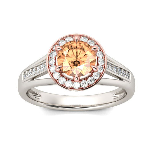 Split Shank Halo Round Cut Sterling Silver Ring-JE-Juri Elle