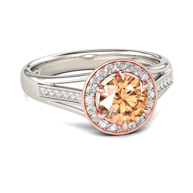 Split Shank Halo Round Cut Sterling Silver Ring-JE-Juri Elle