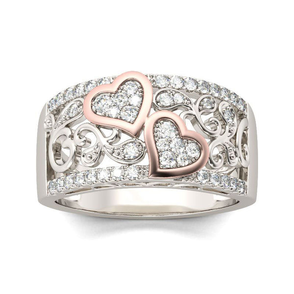 Heart Round Cut Sterling Silver Women's Band-JE-Juri Elle