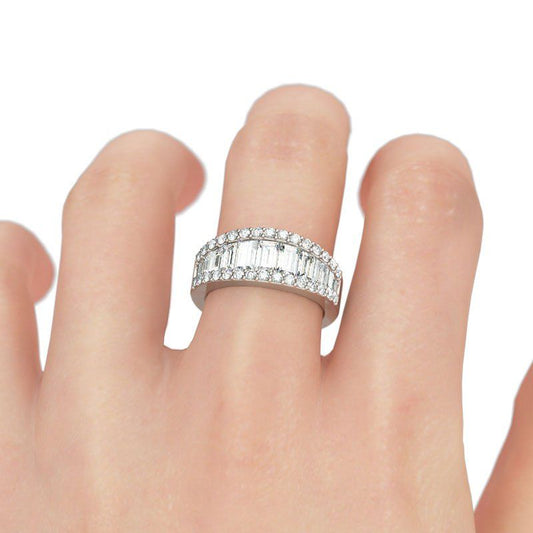 Emerald Cut Sterling Silver Women's Wedding Band-JE-Juri Elle