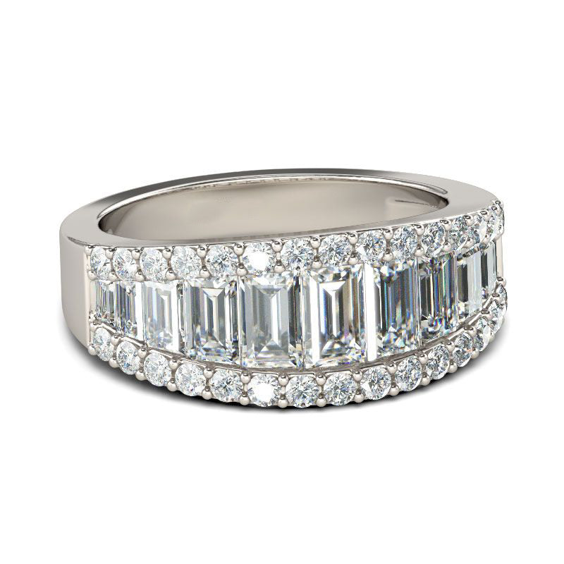 Emerald Cut Sterling Silver Women's Wedding Band-JE-Juri Elle