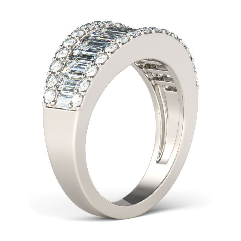 Emerald Cut Sterling Silver Women's Wedding Band-JE-Juri Elle