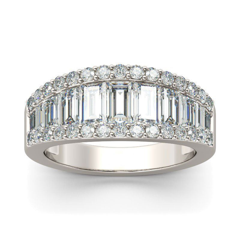 Emerald Cut Sterling Silver Women's Wedding Band-JE-Juri Elle