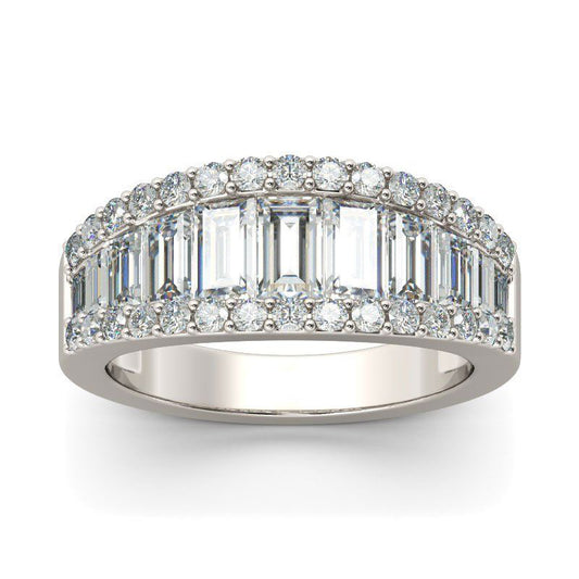 Emerald Cut Sterling Silver Women's Wedding Band-JE-Juri Elle