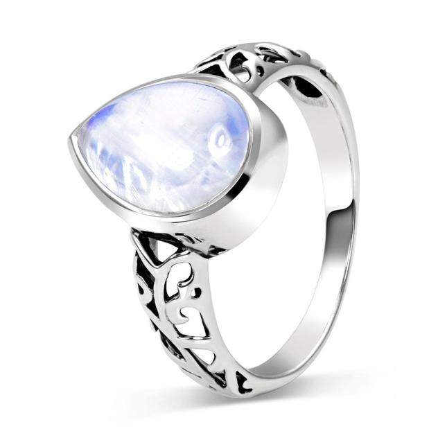 Moonstone Ring - Ornamented Teardrop-MM-Juri Elle