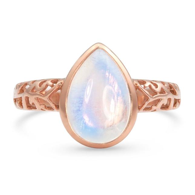 Moonstone Ring - Ornamented Teardrop-MM-Juri Elle