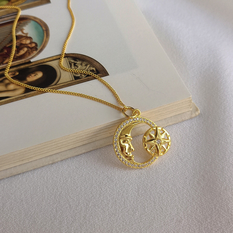 Delicate Midnight Round Cut Silver Plated Gold Necklace