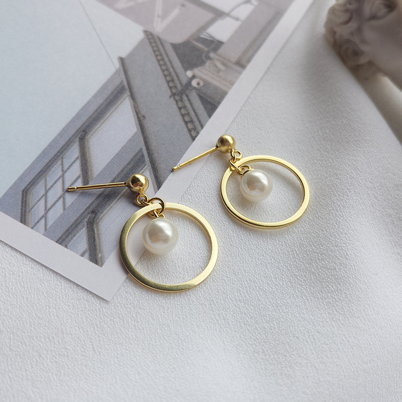 Beaded Tassel Sterling Silver Plated Gold Stud Earrings