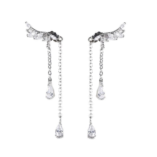 Wing Design Sterling Silver Earring Drops-JE-Juri Elle