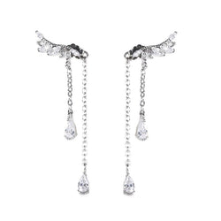 Wing Design Sterling Silver Earring Drops-JE-Juri Elle