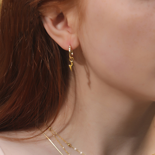 Lightning Sterling Silver Plated Gold Earring