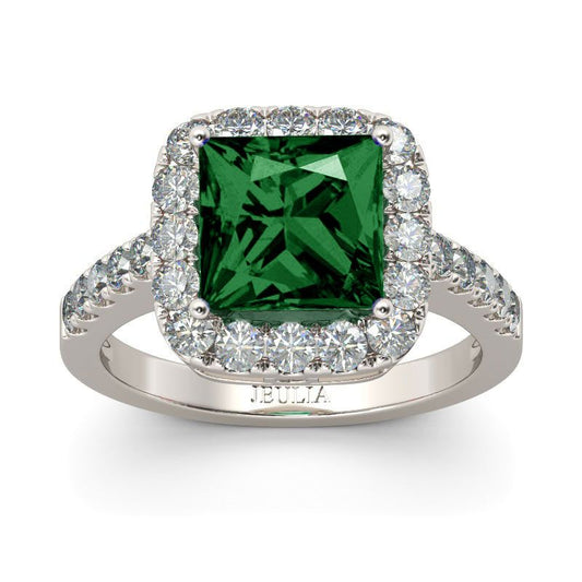 Halo Princess Cut Sterling Silver Ring-JE-Juri Elle