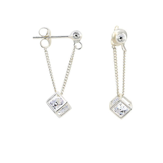 Cubic Sterling Silver Earring Drops-JE-Juri Elle