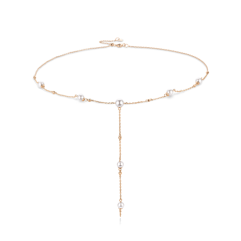 Moonlight Angel Swarovski Pearls Plated 14K Gold Necklace
