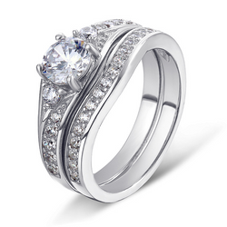 Promise Round Cut Sterling Silver Ring Set-TL-Juri Elle