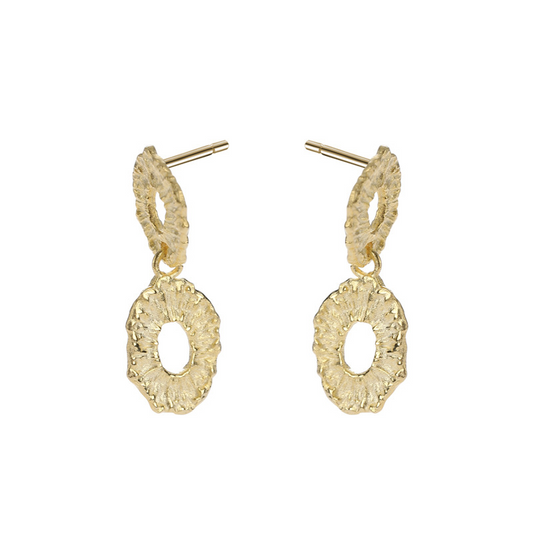 Double Circle Sterling Silver Plated Gold Earring