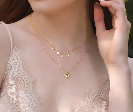 Glossy Round Sterling Silver Plated Gold Necklace