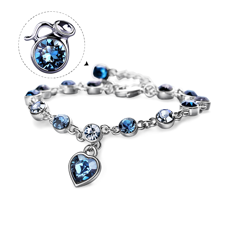 Love At First Sight Heart Round Cut Swarovski  Alloy Bracelet
