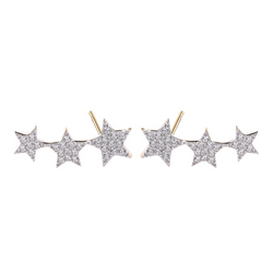 Boucles d'oreilles à clous en or plaqué argent sterling à coupe ronde et étoiles multiples