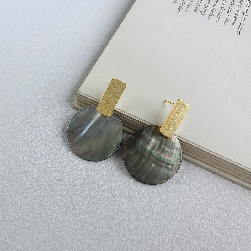 Shell Geometry Sterling Silver Plated Gold Stud Earring