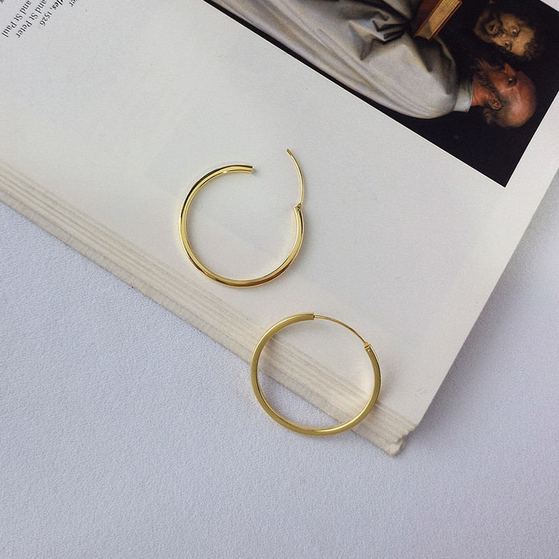 Simple Circle Sterling Silver Plated Gold Earring