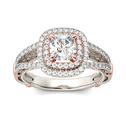 Double Halo Cushion Cut Sterling Silver Ring-JE-Juri Elle
