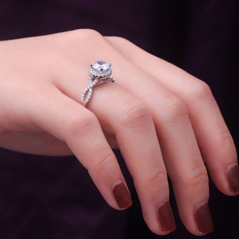 Promise Round Cut Sterling Silver Ring For Women-TL-Juri Elle