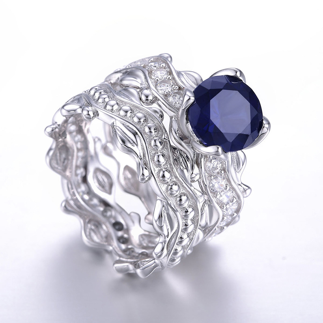 Classic Round Cut Sterling Silver Ring Set-ZX-Juri Elle