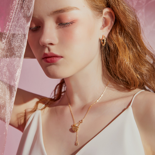 Unlock Love Round Cut Sterling Silver Plated 14K Gold Necklace