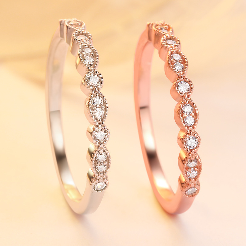 Rose Gold Round Cut Sterling Silver Ring-TL-Juri Elle