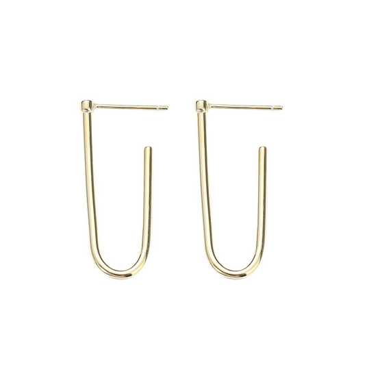 Simple Geometry Sterling Silver Plated Gold Stud Earring