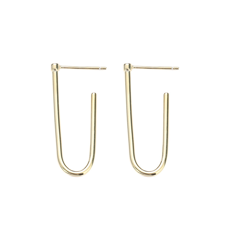Simple Geometry Sterling Silver Plated Gold Stud Earring