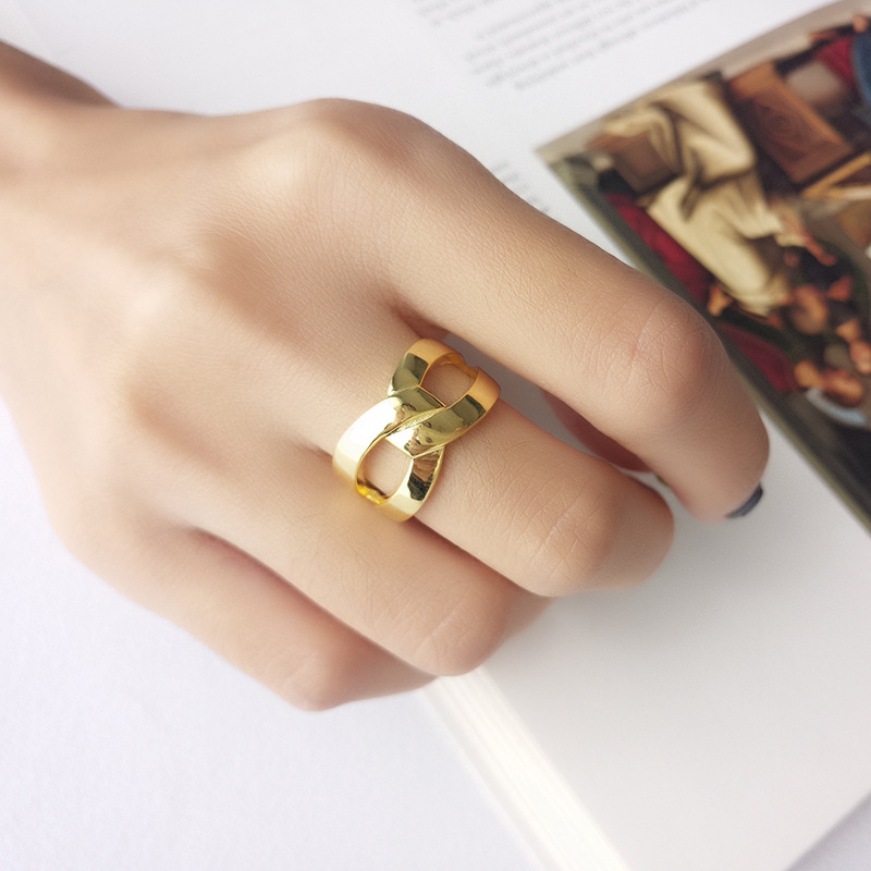 Golden Infinity Sterling Silver Plated Gold Ring