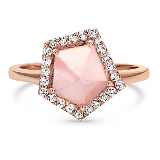 Rose Quartz Ring - Edgy Harmony-MM-Juri Elle