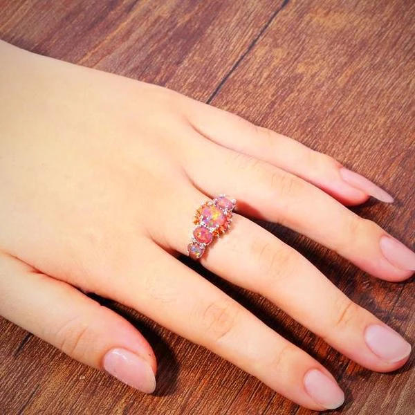 Stunning Orange Fire Opal Garnet Silver Ring