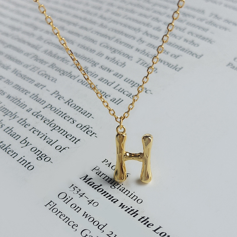 Letter A Sterling Silver Plated Gold Necklace