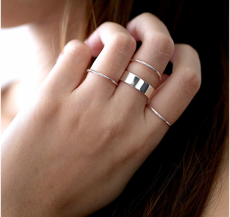 Thick silver online rings