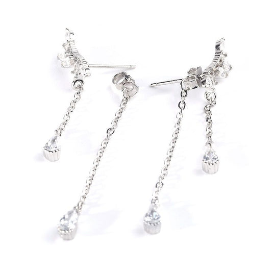 Wing Design Sterling Silver Earring Drops-JE-Juri Elle