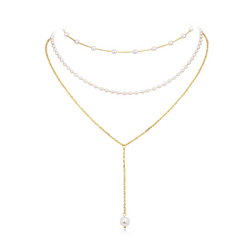 Dance Adventure Pearls Combination Plated 14K Gold Necklace