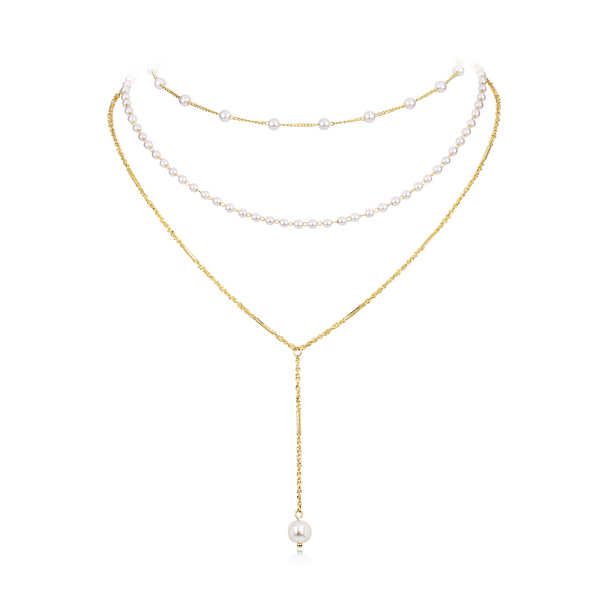Dance Adventure Pearls Combination Plated 14K Gold Necklace