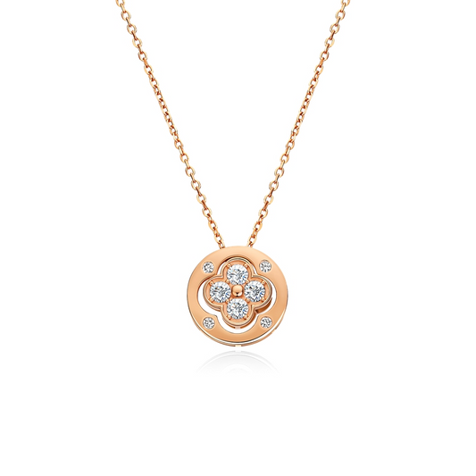Collier en argent sterling à coupe ronde avec mot de passe du bonheur