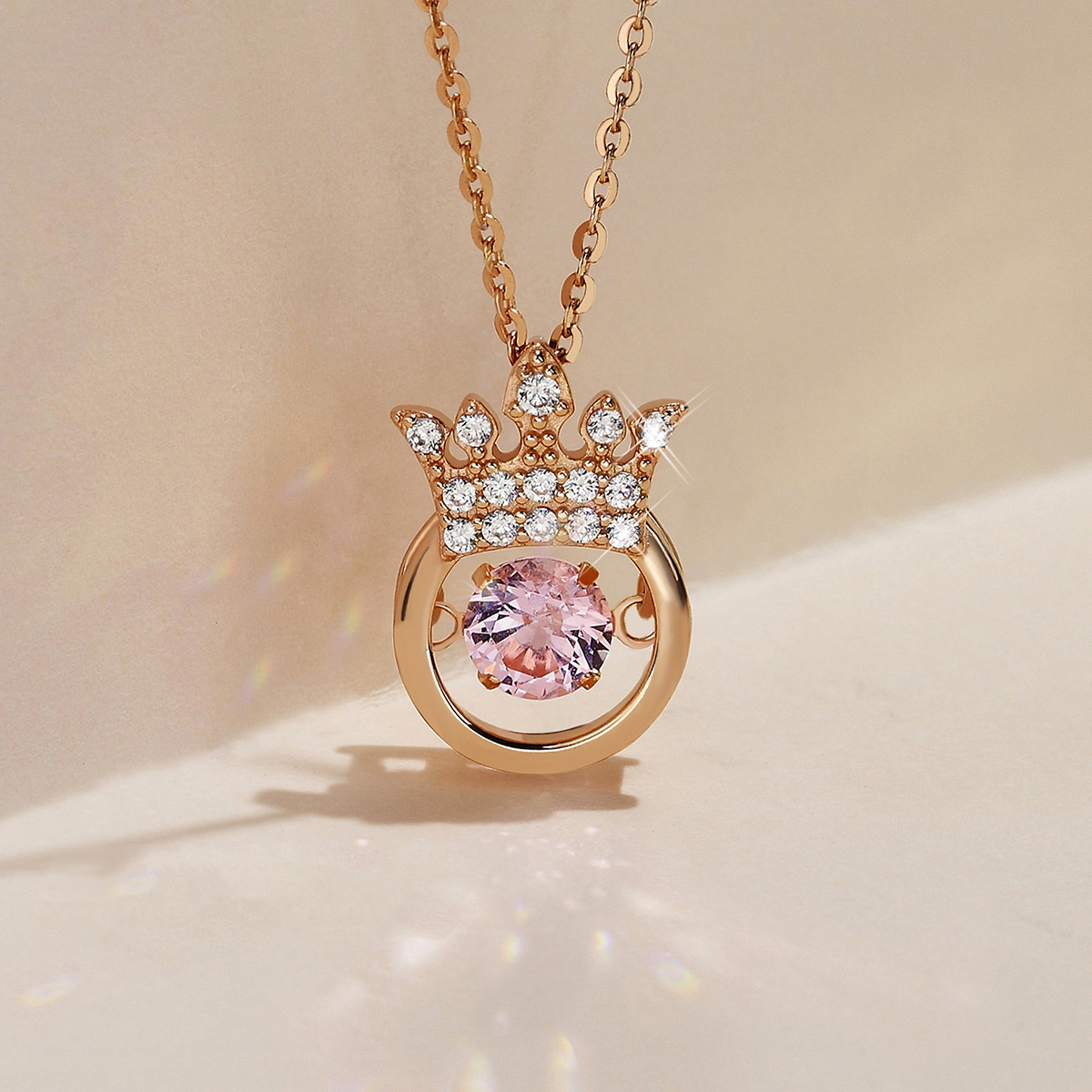 Dance Heart Round Cut Sterling Silver Necklace