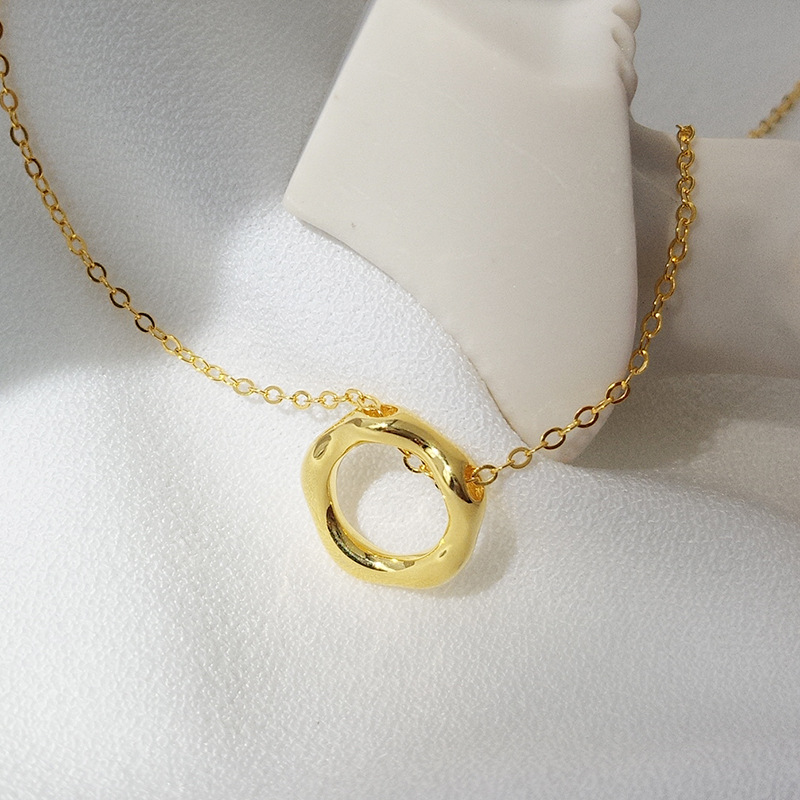 Irregular Geometry Sterling Silver Plated Gold Necklace