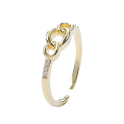Interlocking Round Cut Sterling Silver Plated Gold Ring