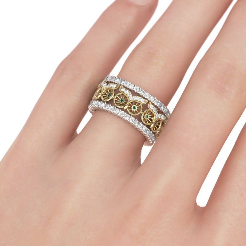 Two Tone Owlet Sterling Silver Women's Band-JE-Juri Elle