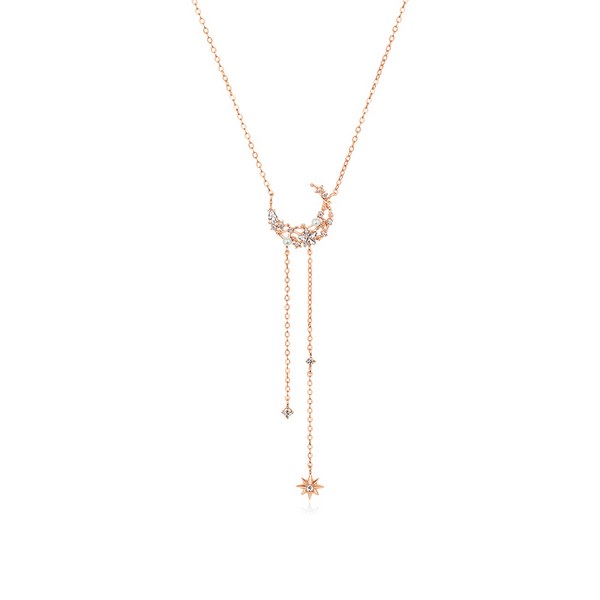 Collier en or rose 14 carats plaqué or rose 14 carats Star & Moon Love