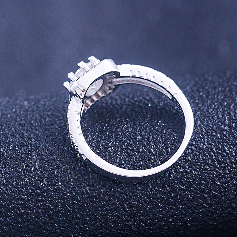 Halo Round Cut Sterling Silver Ring-TL-Juri Elle