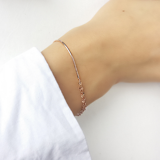 Classic Elegant Sterling Silver Plated Rose Gold Bracelet