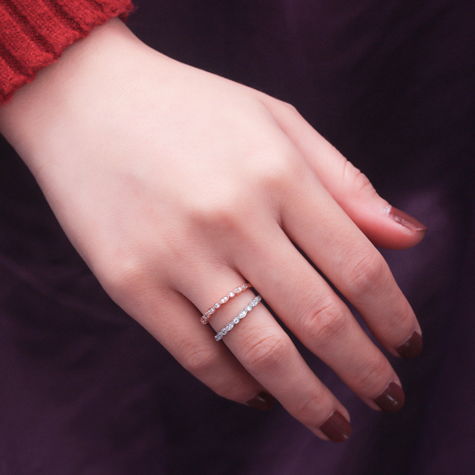 Rose Gold Round Cut Sterling Silver Ring-TL-Juri Elle